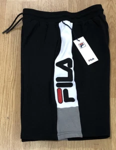 FILA Pantalones Cortos Polar Negro Cordones Bolsillos Talla Pequeña Nuevos - Imagen 1 de 5