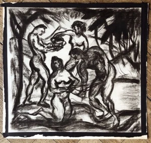 Franz Heckendorf, Badende, Kohlezeichnung, handsigniert - Picture 1 of 1