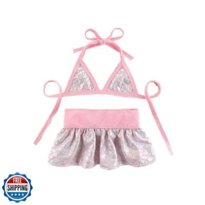 Summer Pet Clothing Bikini Set Teddy Beach Doll Dog and Cat Swimsuit (Pink,M) - Picture 1 of 5