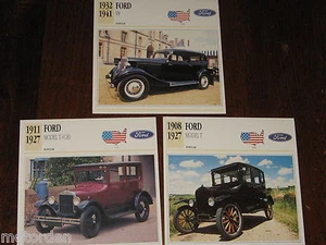 FORD MODEL T (inc GB made!) & V8 3 color photos+spec. CARDS, FREE POST AUSTRALIA - Picture 1 of 2