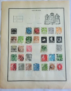 26 Denmark Hinged Canceled Postage Stamps On Album Pages - Picture 1 of 8