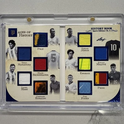 2025 Leaf History Book Pele Messi Ronaldo Maradona Mbappe Game Used Jersey 5/5  - Image 1 of 4