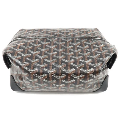 Auténtico bolso de aseo GOYARD Herringbone Bowling 25 PVC cuero negro envío gratuito Foto 1 de 4