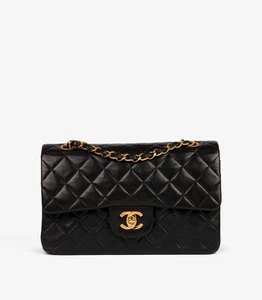 Chanel Black Quilted Lambskin Vintage Small Classic Double Flap Bag - Picture 1 of 11