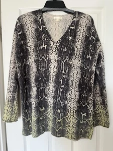 Lisa Todd Snake Print Oversized Sweater Cotton Cashmere Sz S M - Picture 1 of 4