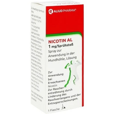 NICOTIN AL 1 mg/Sprühstoß Spray z.Anw.i.d.Mundhö. 1 St. PZN 16086328 - Bild 1 von 4