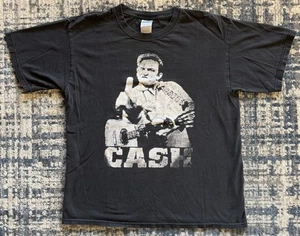 Vintage 90s Johnny Cash Middle Finger Folsom Prison T-Shirt Size L Country Music - Bild 1 von 8