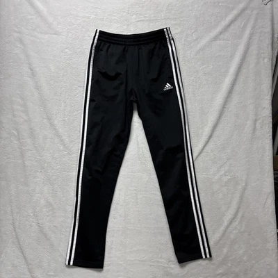 Adidas Jóvenes Grandes Calentamiento Entrenamiento Calentamiento Pantalones Fútbol Negro Blanco Rayas Foto 1 de 4