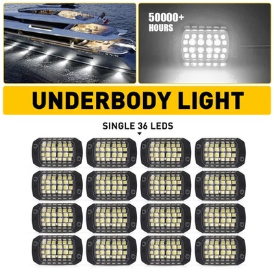 16 Pods White Rock Lights Pure White Super Bright LED Neon Underglow Light EXD - Image 1 of 4