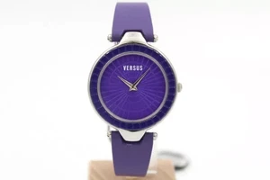 Orologio VERSUS VERSACE Cinturino Pelle Viola QUARZO Elegante Donna Promozione - Picture 1 of 5