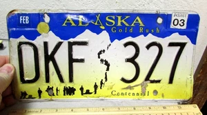 Alaska Gold Rush Centennial Nummernschild, DKF 327, abgelaufen 2003, Chilkoot Trail - Bild 1 von 4