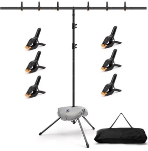 Kit supporto per sfondo a forma di T - supporto per sfondo foto regolabile 8 x 5,3 piedi - Foto 1 di 4