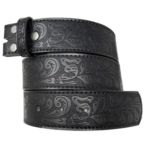 Leather Belt Strap with Embossed Western Scrollwork 1.5" Wide with Snaps (Bla... - Bild 1 von 6