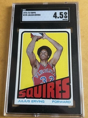1972 Topps Basketball Julius Erving DR J ROOKIE #195 SGC 4.5 NETS / 76ers HOF - Imagem 1 de 2