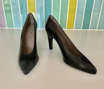 Bombas Stiletto Vintage 1980 Charles Jourdan Preto Estoque Morto Novo - Imagem 1 de 4