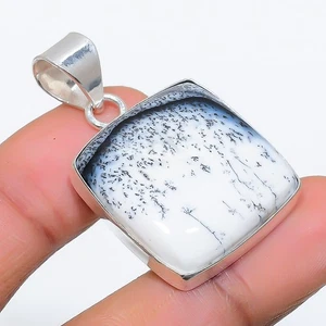 Dendrite Opal Gemstone 925 Sterling Silver Jewelry Pendant 1.58" w898 - Picture 1 of 2