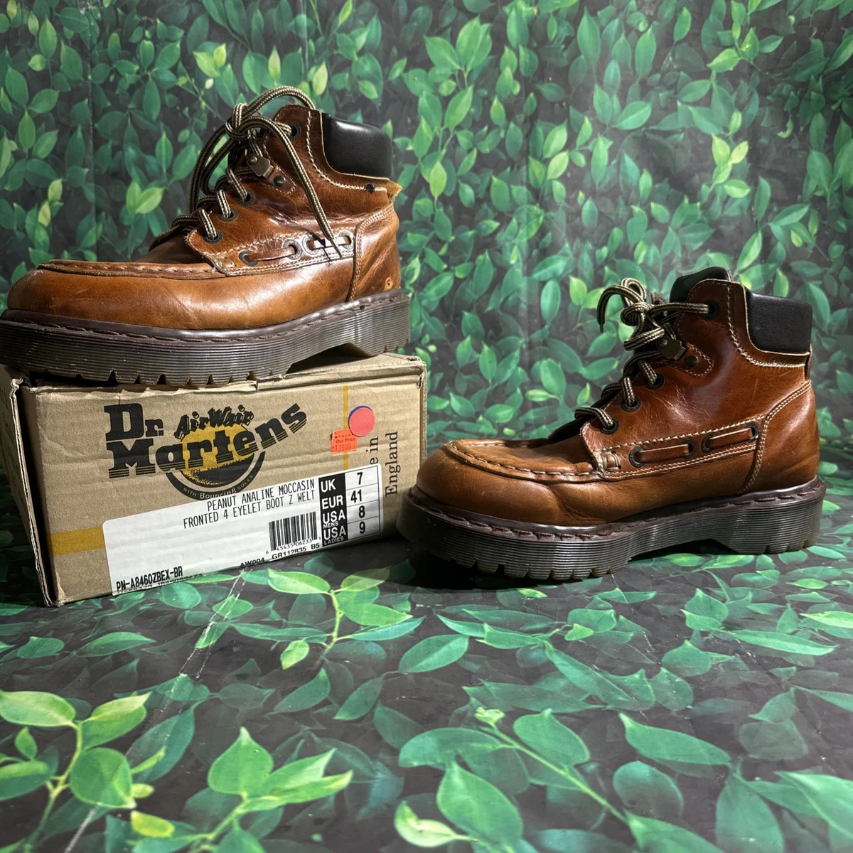 Dr. Martens Men VTG 8460 Sz 13 Brn Leather Lace Up England Moc Toe Chukka Boots Vintage Dr. Martens 8460 Doc MIE Chunky Brown Leather Soft  main image 2
