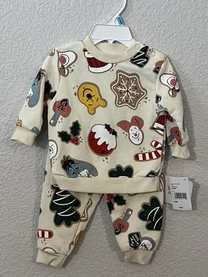 Disney Bebé Niño Conjunto Winnie The Pooh Navidad 3-6 Meses Pantalones Sudadera Foto 1 de 3