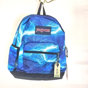 NWT Jansport Backpack Blue Lightning Water Bottle Pocket Student School Casual - Picture 1 of 10