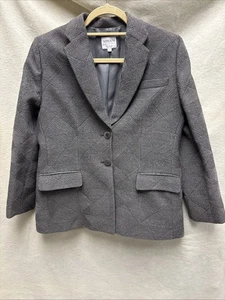 Armani Collezioni Jacket Womens 10 Gray Geometric Pattern Vintage Blazer - Picture 1 of 5