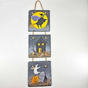 Pintado a mano Halloween Calabaza Gato Cementerio Fantasma Bruja Pizarra Decoración de pared - Imagen 1 de 5