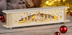 LED Holz Winter Landschaft - 50 cm - Weihnachts Dorf Szene Tisch Deko beleuchtet - Bild 1 von 2