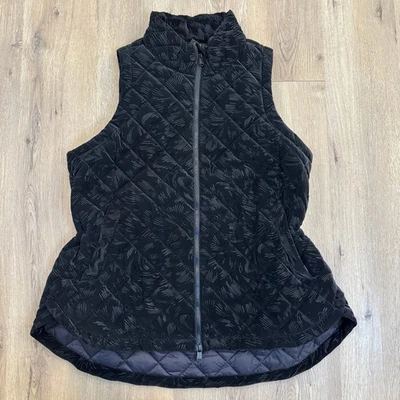 Athleta Whisper Featherless Luxe Quilted Velvet Vest 1X Black EUC - Image 1 of 4