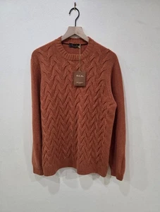 Loro Piana Baby Cashmere Cableknit Crewneck Sweater Orange Size EU 56 US XL-2XL - Picture 1 of 7