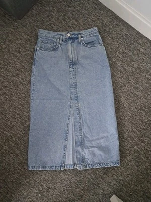 MANGO Womens Straight Skirt Blue Midi Denim S - Image 1 of 3