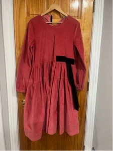 Molly Goddard rosa Cord Hängerchen Kleid Langarm Stufen Prärie Landhaus - Bild 1 von 11