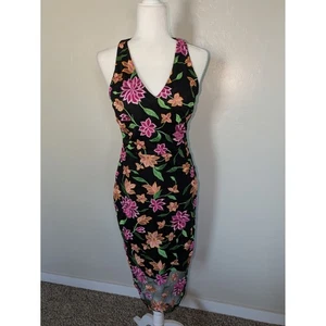 Siena Etuikleid Blumen bestickt Netz Größe 4 Linie ärmellos transparent Overlay - Bild 1 von 15