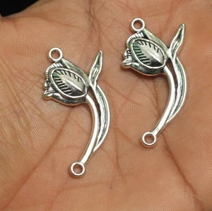 10 Pcs, 38mm German Silver Rose Connector Pendant - Picture 1 of 8