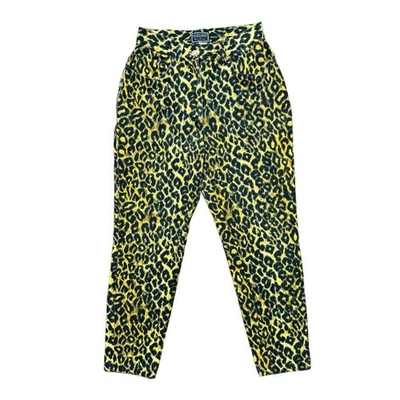 VTG GIANNI VERSACE Leopard Print High Rise Tapered Jeans 80s 90s ITALY WOMEN'S 6 - Image 1 of 4