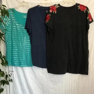 LANE BRYANT MARKET SPRUCE & WINDSOR lot of 3 casual tops black teal navy SZ 1X - Picture 1 of 14