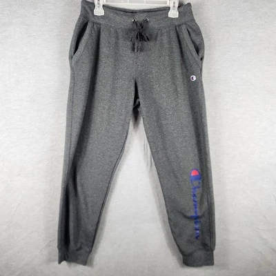 Pantalones deportivos Champion para hombre grandes grises con logotipo deportivo puños con cordón Foto 1 de 4