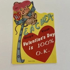 Biglietto San Valentino Vintage Made In USA Insegnante Topo INUTILIZZATO - Foto 1 di 3