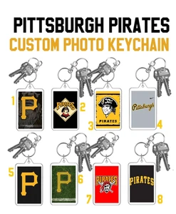 PITTSBURGH PIRATES MLB Baseball 2 Sided Large Photo Keychain CUSTOM YOU CHOOSE - Picture 1 of 14