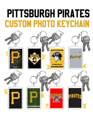PITTSBURGH PIRATES MLB Baseball 2 Sided Large Photo Keychain CUSTOM YOU CHOOSE - Image 1 of 4