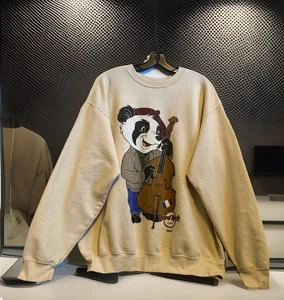 Hard Rock Cafe x PacSun Paris Panda Musiker beige Sweatshirt Herren Größe Large - Bild 1 von 8