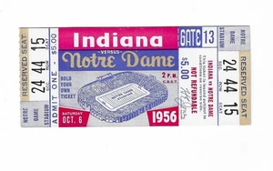 Notre Dame vs Indiana Unused Football Ticket From October 6, 1956 - Picture 1 of 3
