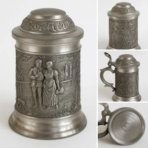 BMF Zinn Germany Mini Pewter Stein 3″ Lidded Marked Rare Miniature - Picture 1 of 5