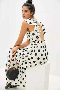 Anthropologie white black Amadi Polka Dot Maxi Dress S new - Picture 1 of 13
