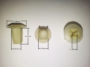 15 x UNIVERSAL SPREIZMUTTERN SPREITZNIETEN CLIPS KAROSSERIE WEISS NEU A CLIP - Bild 1 von 2