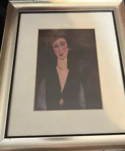Modigliani Beautiful Young Woman Long Neck Framed Vintage Print Wall Art - Picture 1 of 5