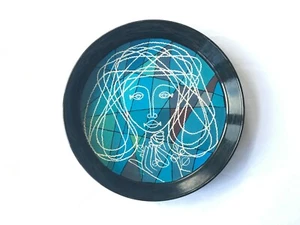 Acryl Malerei auf Metaltablet - Tableau - Frau mit Blume - Abstrakte Kunst - Bild 1 von 6