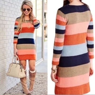 Vestido Suéter Tejido Isabella Sinclair Talla M Corderos Lana Algodón Rosa Azul Marino Mujeres Foto 1 de 4