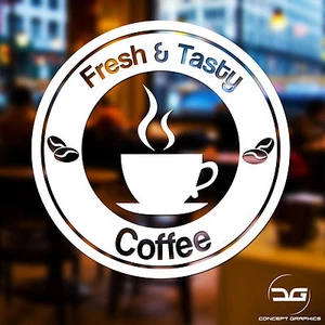 Fresh And Tasty Coffee Shop Fenster, Wand Vinyl Aufkleber Sticker Geschäftsschild Dekor - Bild 1 von 5