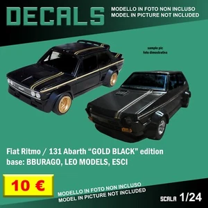 DECALS repro Fiat Ritmo 131 Gold Black Bburago Burago Esci Ixo Italeri 1/24 1 24 - Foto 1 di 2