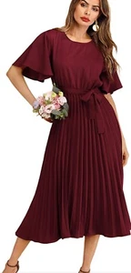 Milumia Women's Elegant Belted Pleated Flounce Sleeve Long Dress Size XL - Picture 1 of 5