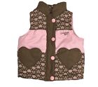 Girl's OshKosh B'Gosh Size 4T Pink/Brown Outdoor Puffer Vest Fleece Lined 